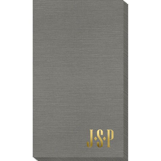 Simple 3 Initials Monogram Bamboo Luxe Guest Towels